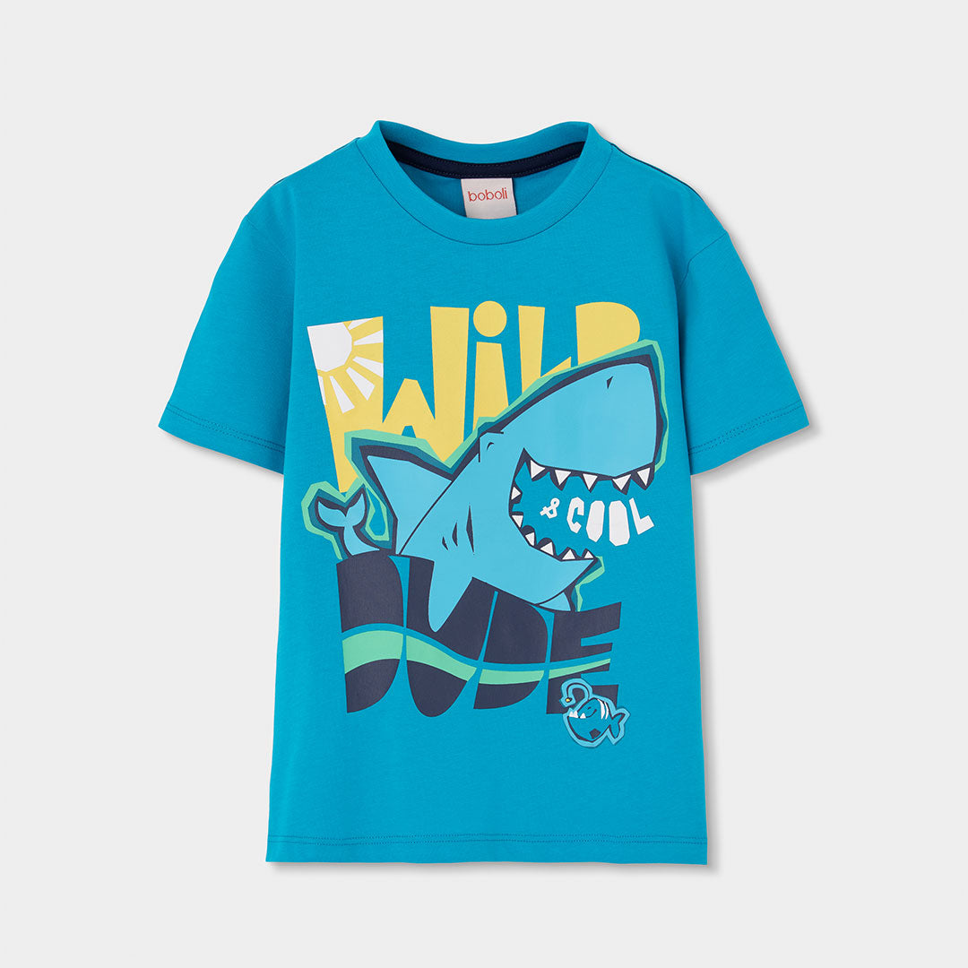 Camiseta algodón azul Tiburón
