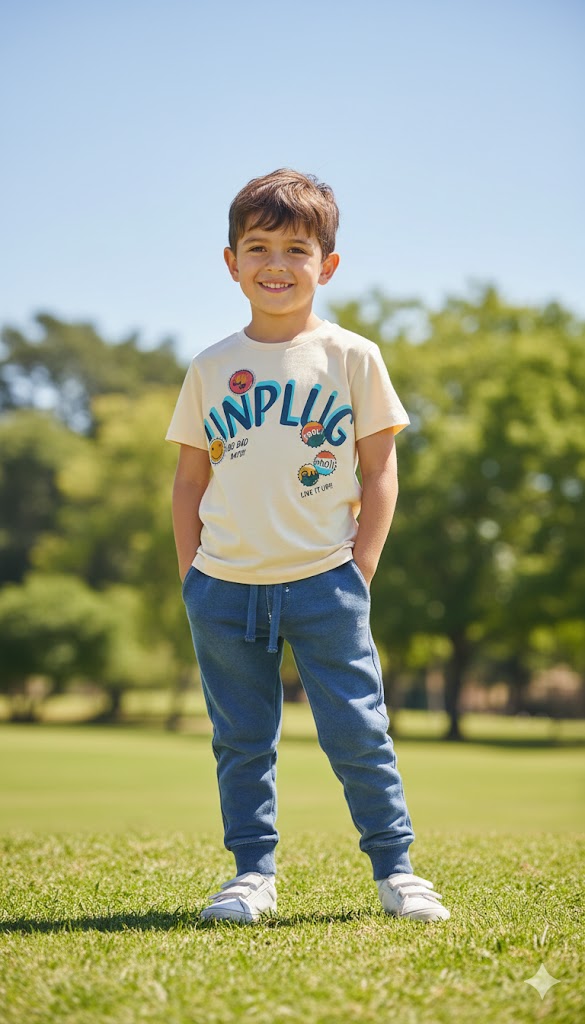 Pantalón felpa denim de niño
