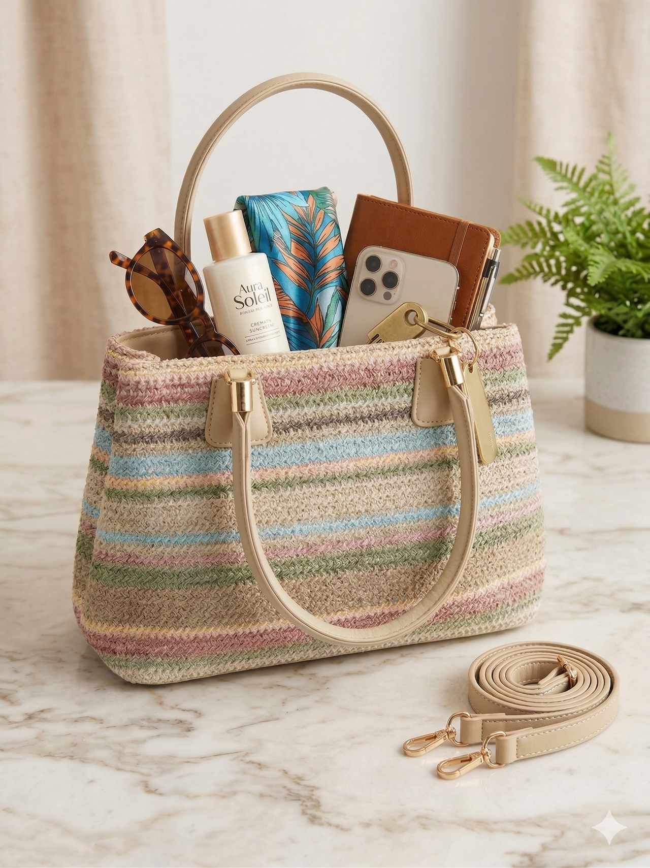 Bolsos Rafia Multicolor