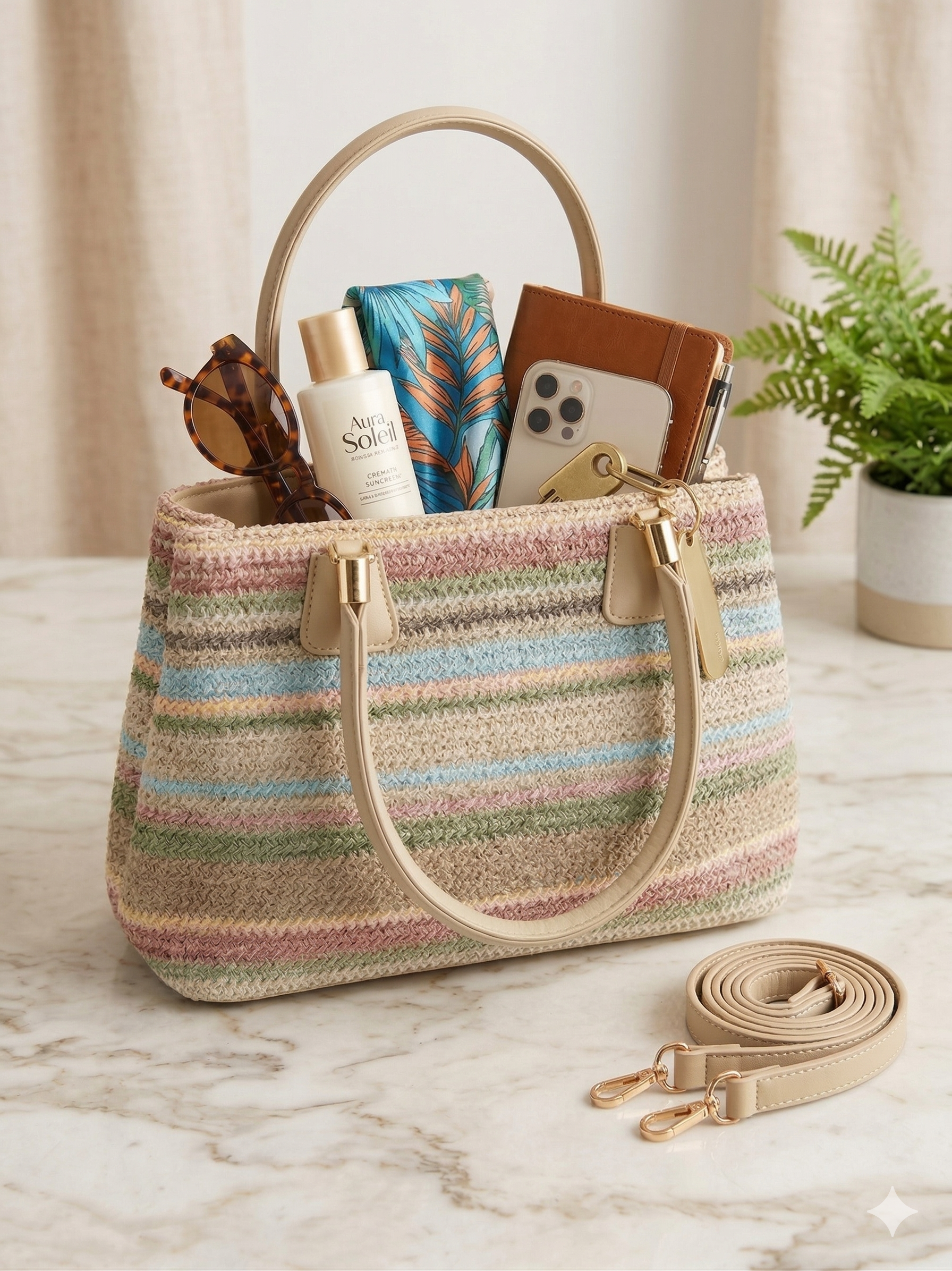 Bolsos Rafia Multicolor