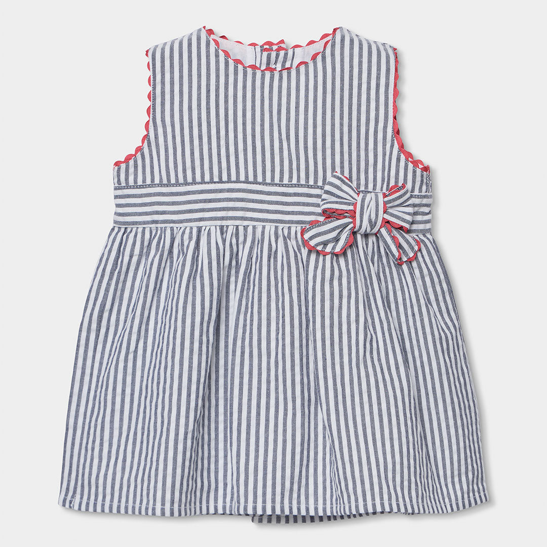 Vestido con ranita  popelín listado de bebé
