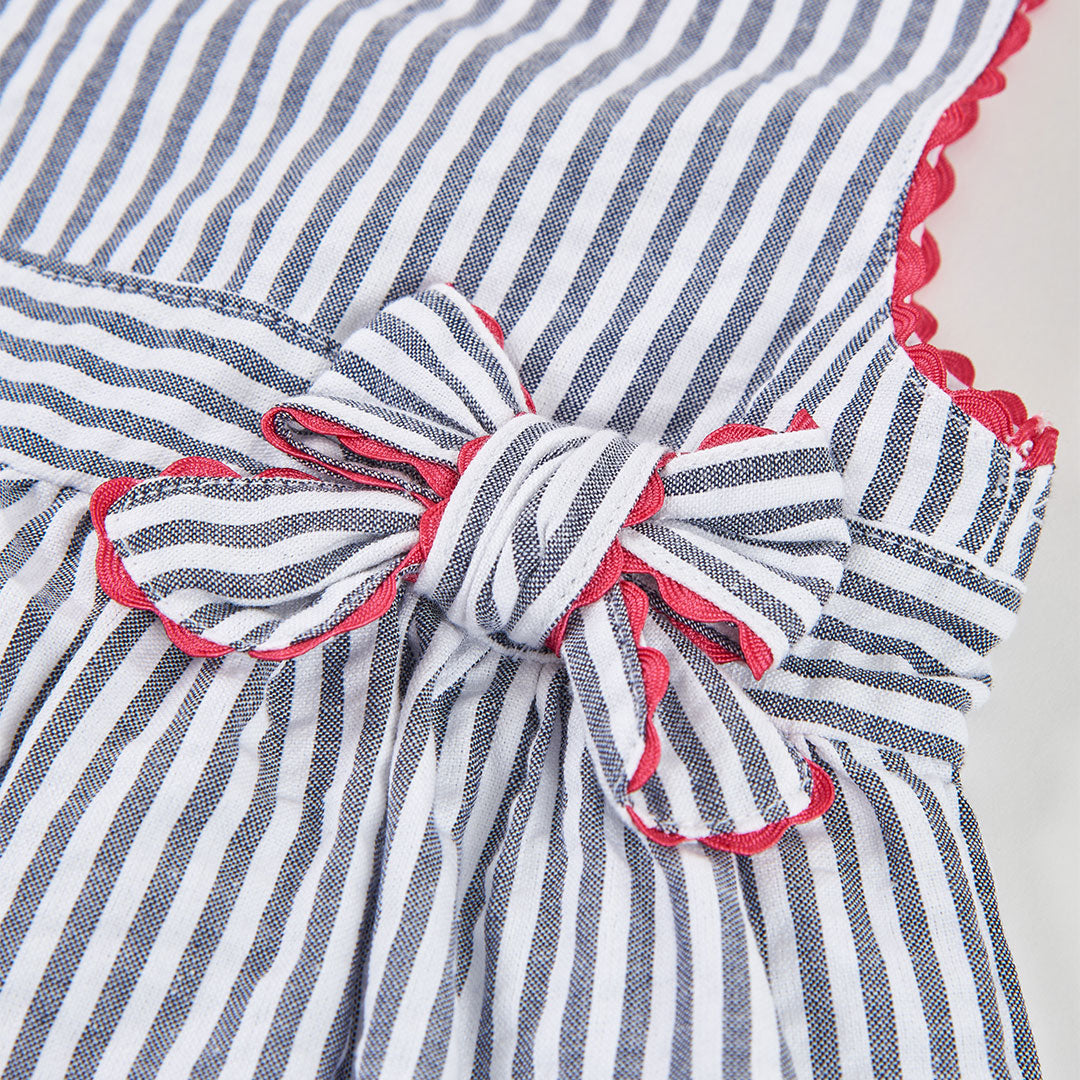 Vestido con ranita  popelín listado de bebé