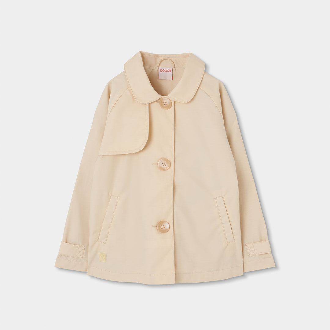 Gabardina niña beige tejido técnico