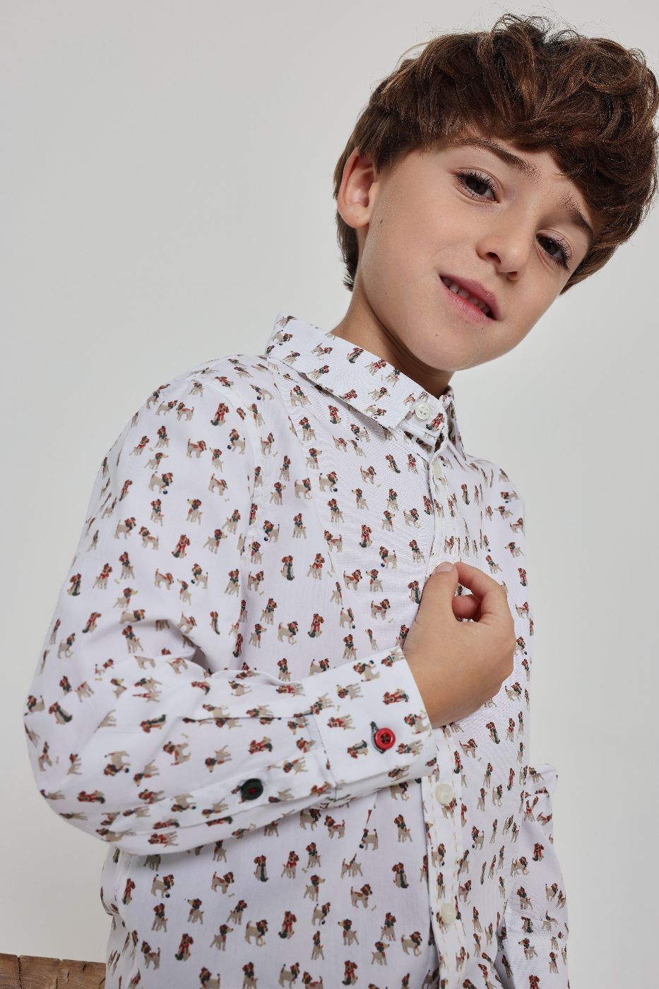 Camisa popelín estampado perritos niño