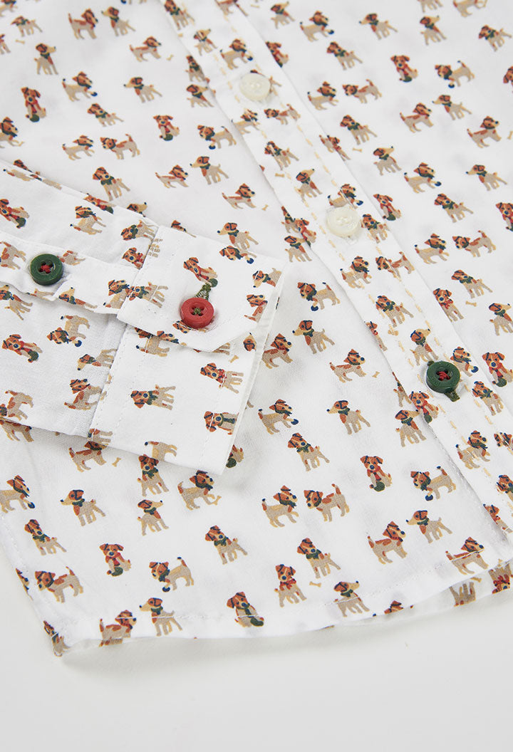 Camisa popelín estampado perritos niño