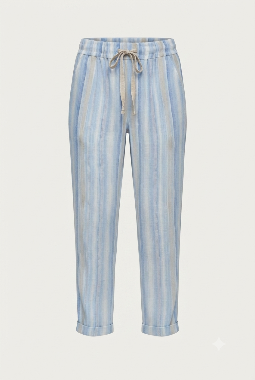 Pantalón rayas azul mujer