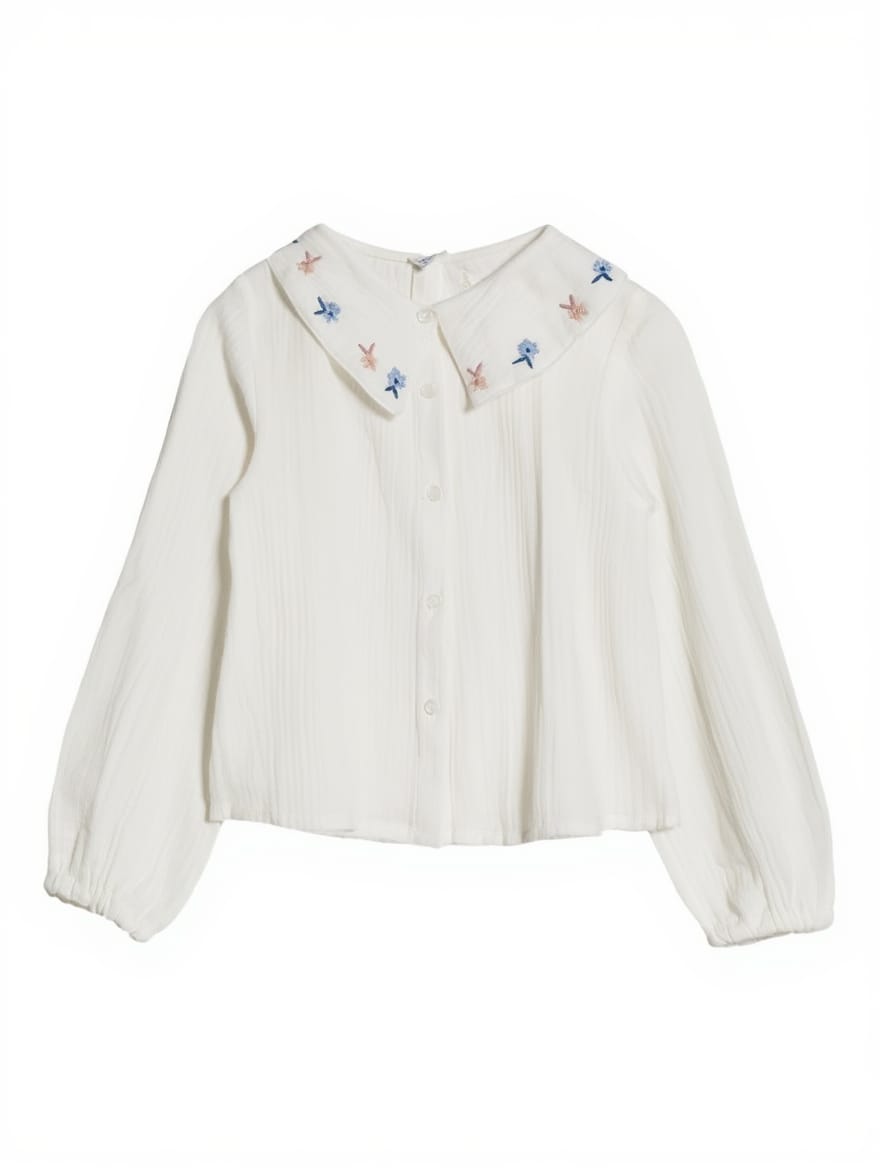 Blusa blanca con cuello bordado