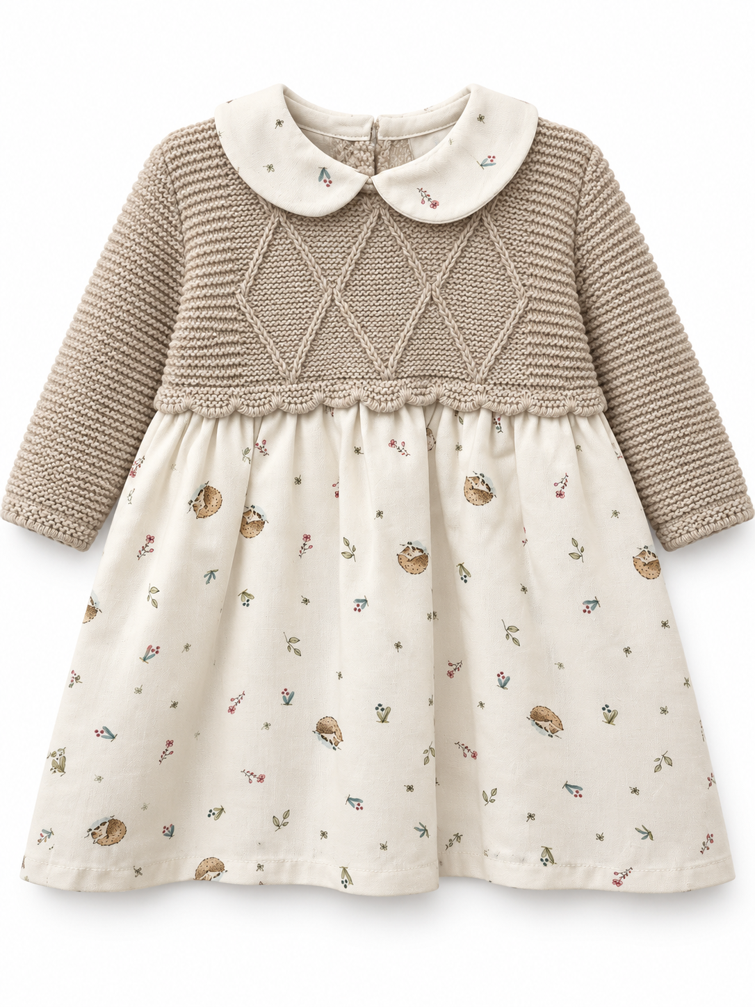 Vestido bebé combinado punto beige