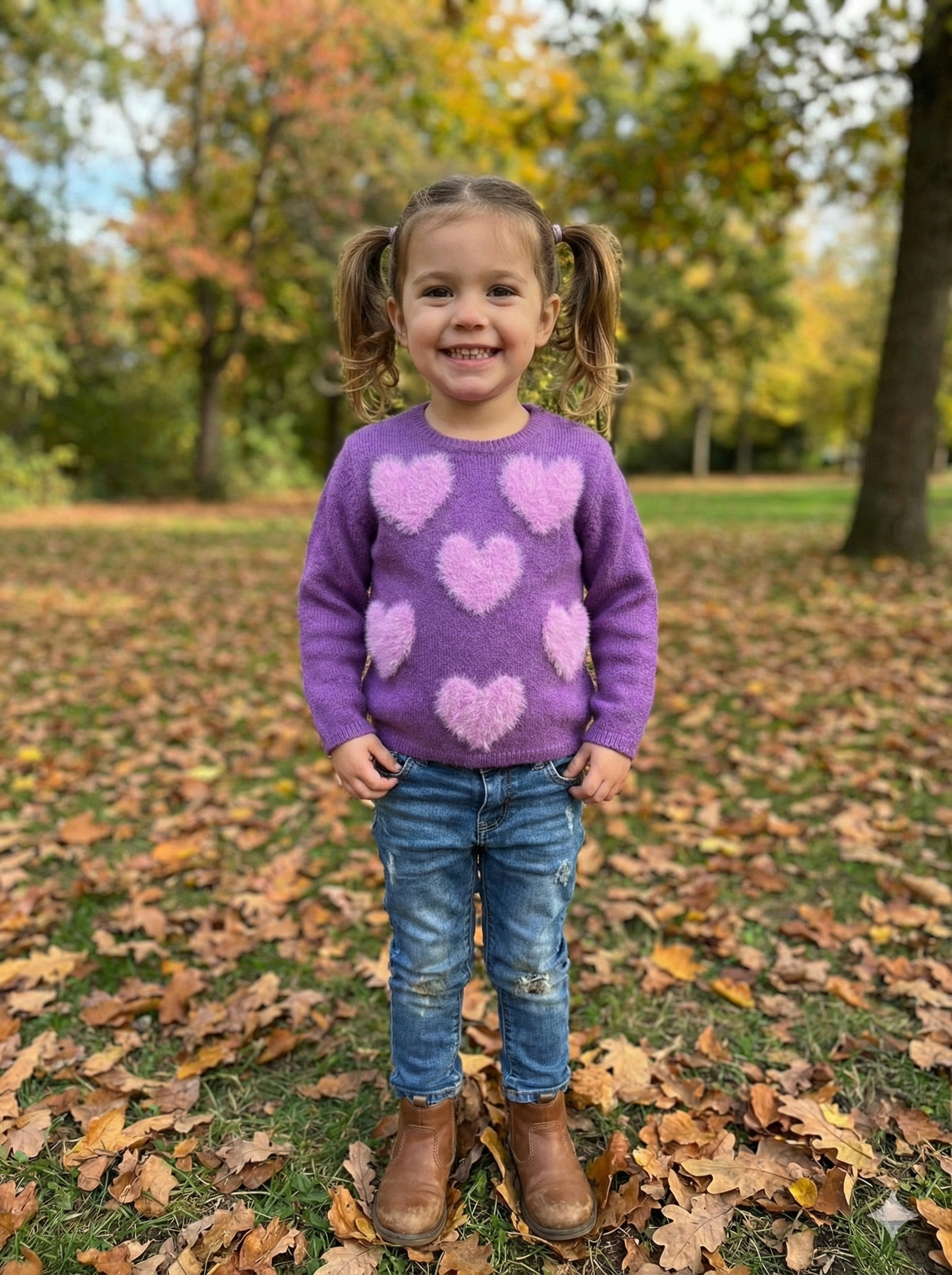 Jersey De Punto Liso con corazones de pelito.