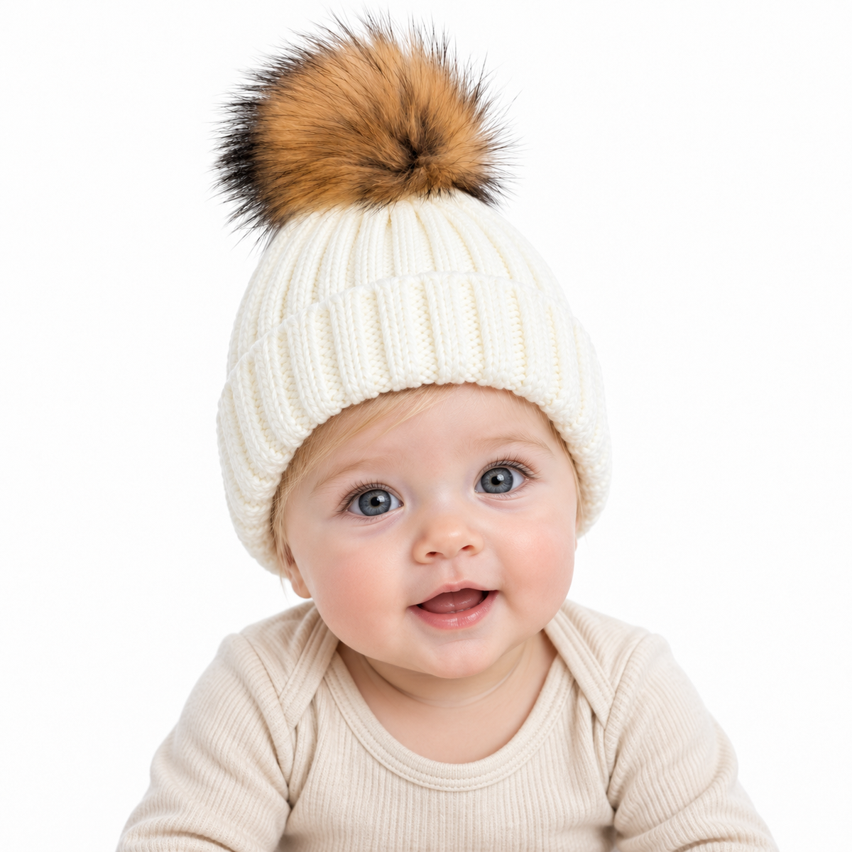 Gorro Pompon pelo crudo