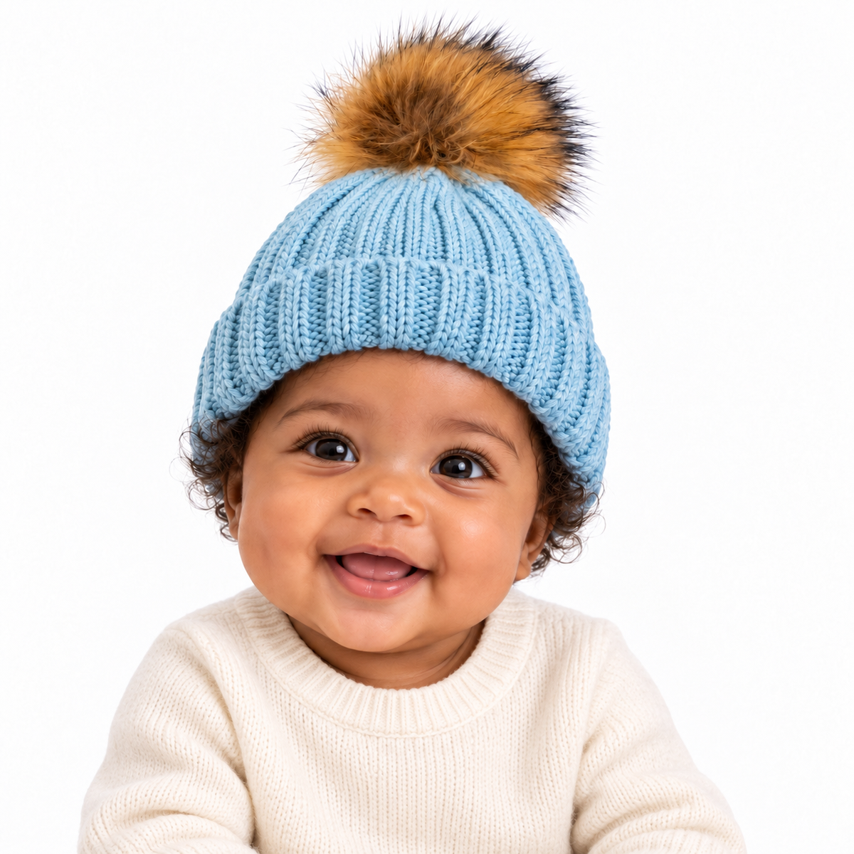 Gorro verde bebe con pelo natural