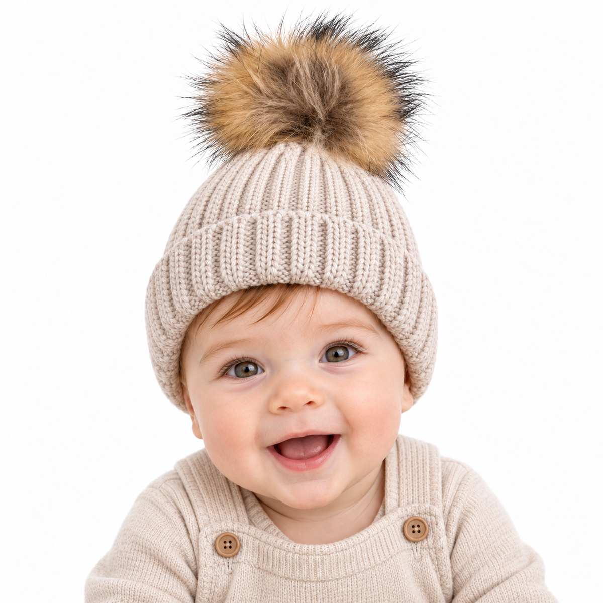 Gorro Pompon pelo piedra bebe