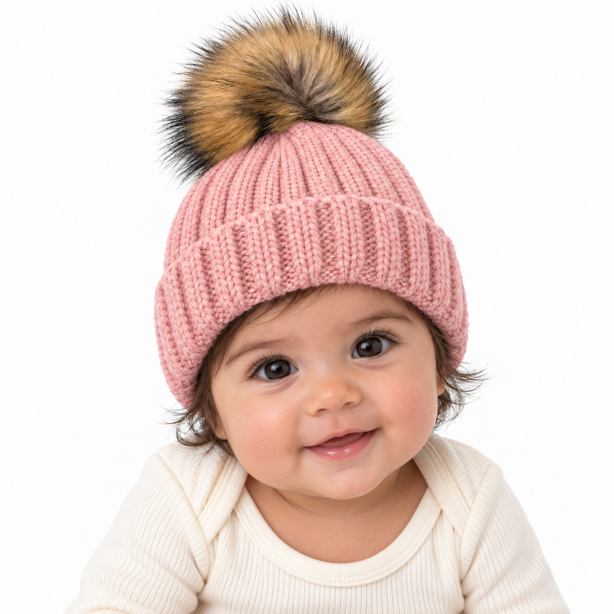 Gorro Pompon pelo maquillaje bebe