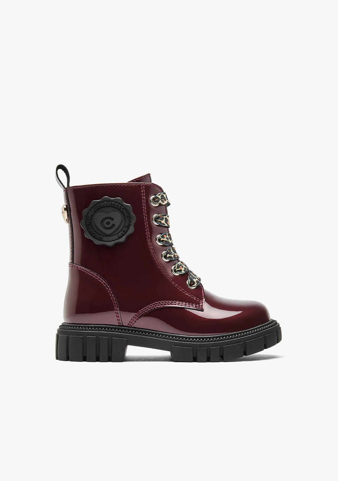 Bota militar charol granate