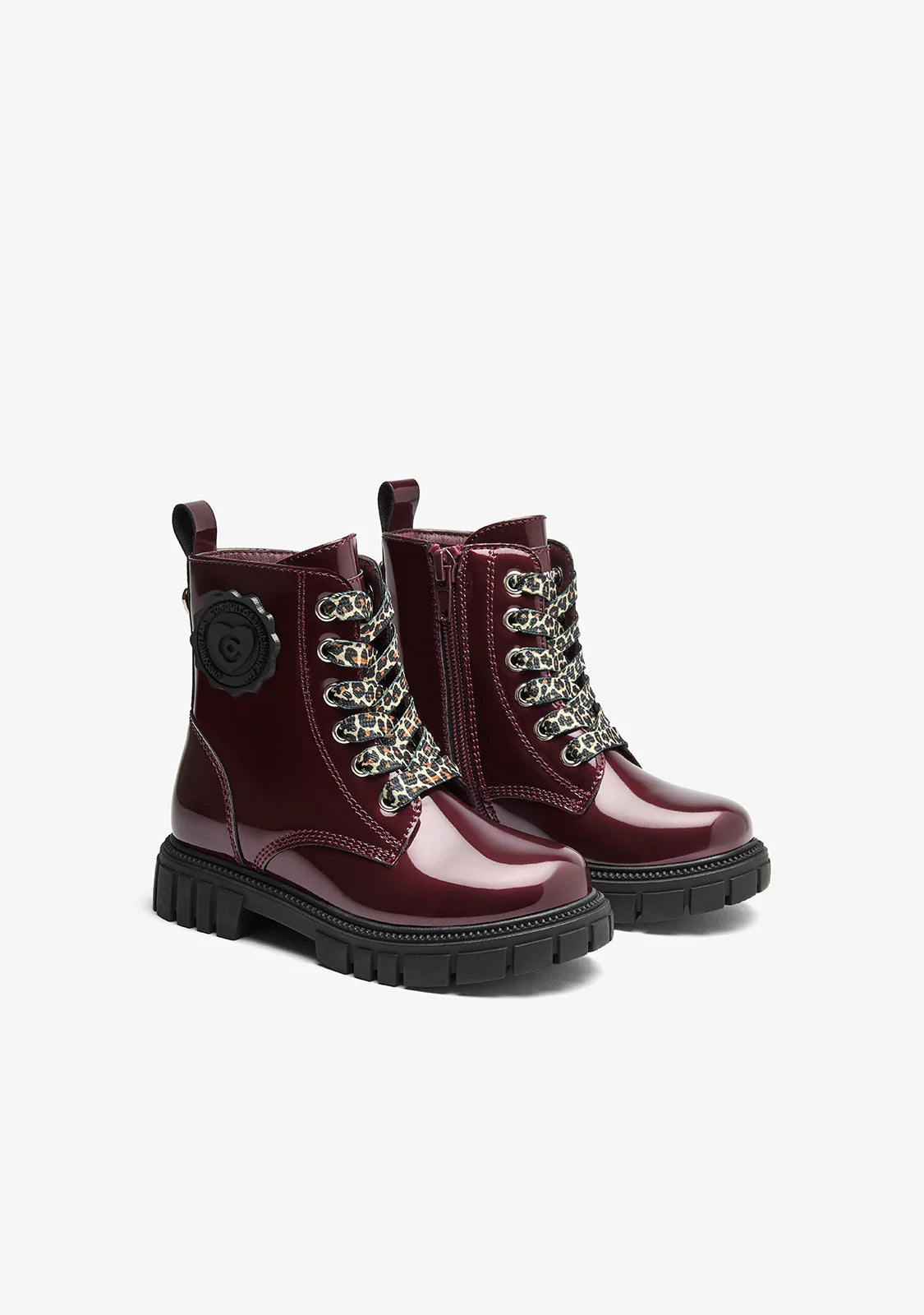 Bota militar charol granate