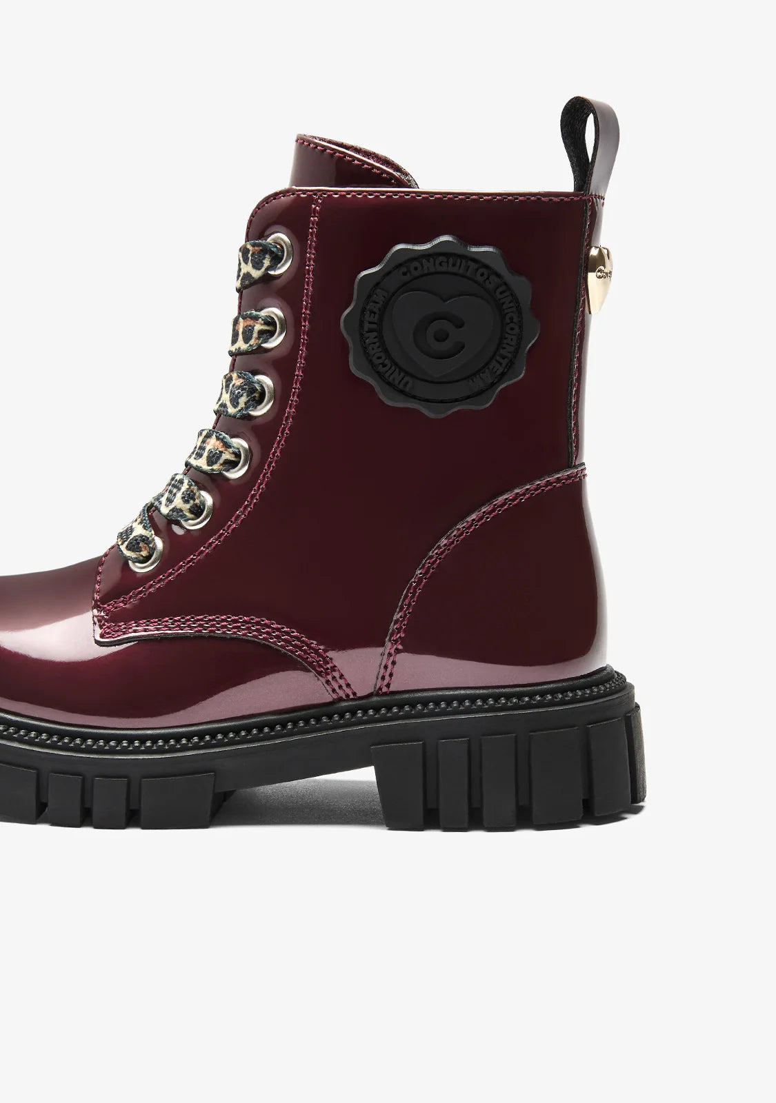 Bota militar charol granate