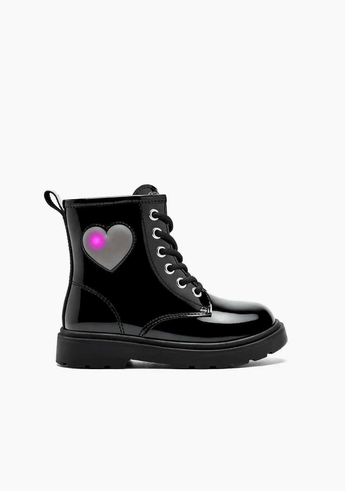 Bota militar charol con luces