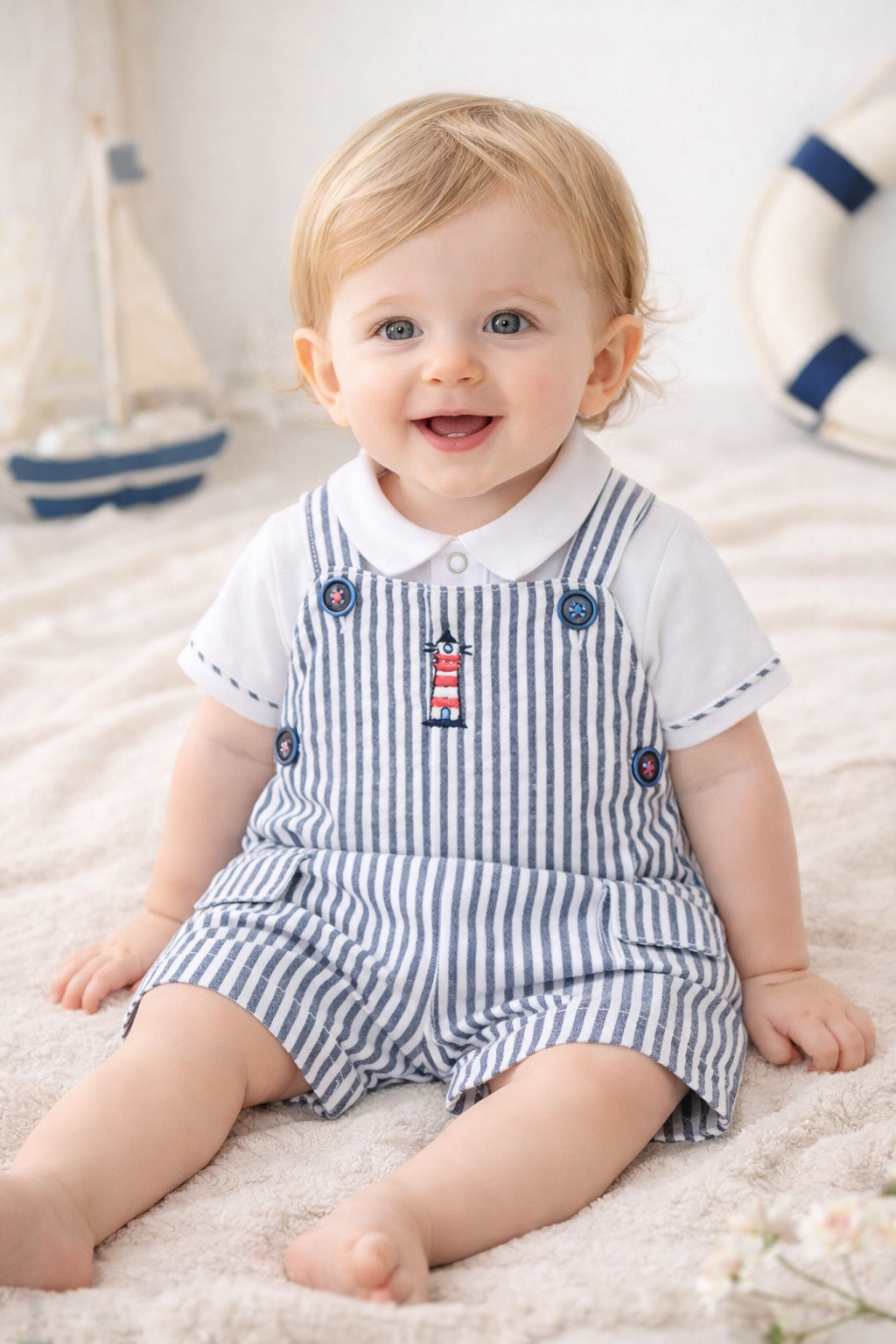 Conjunto marinero en punto combinado de bebé