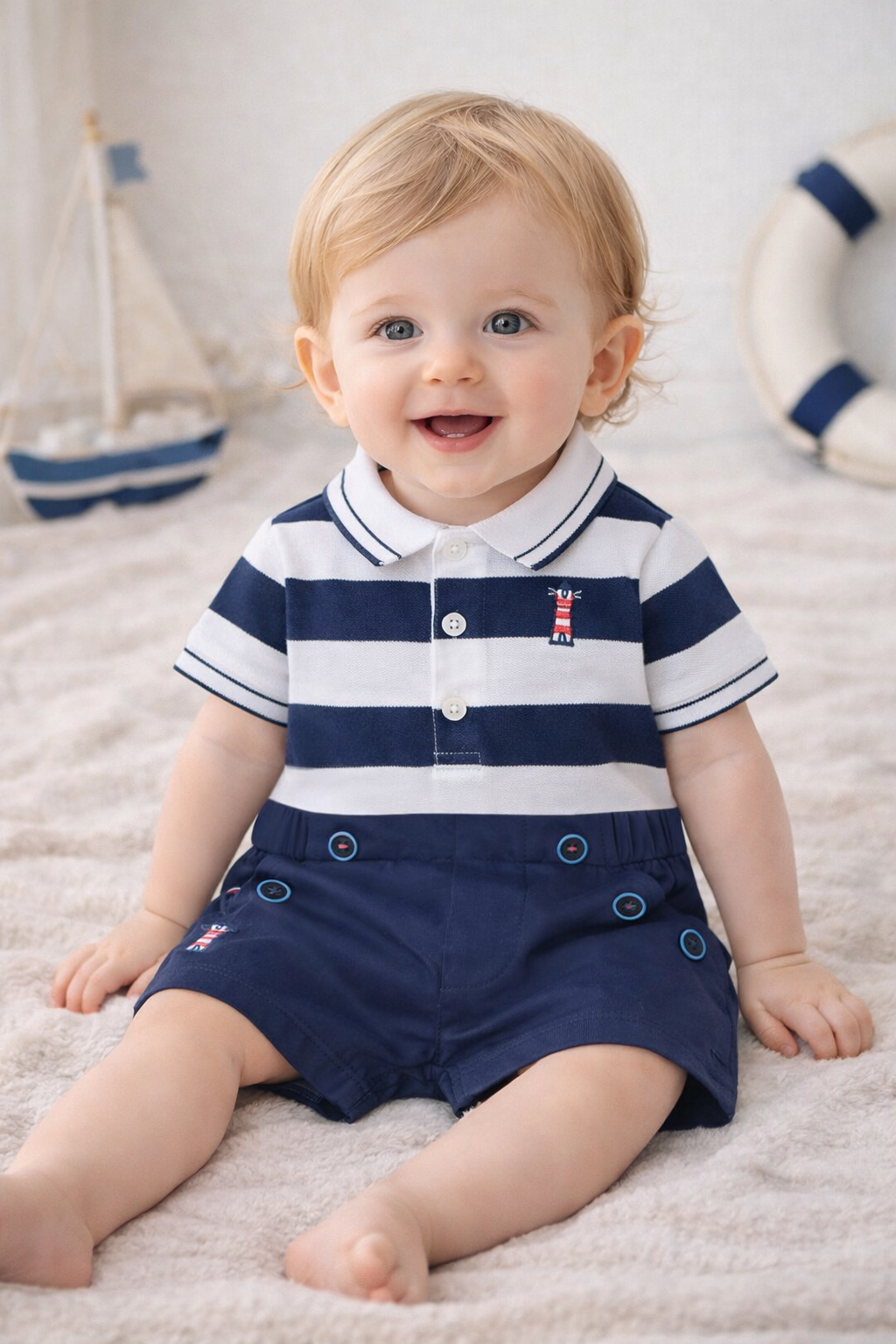 Conjunto marinero punto combinado de bebé