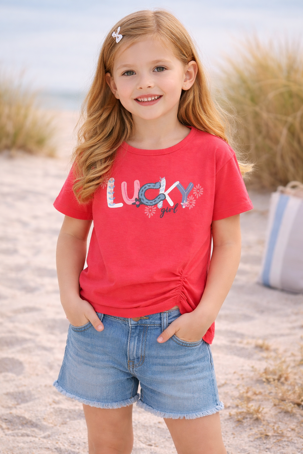 Camiseta niña algodón fresa