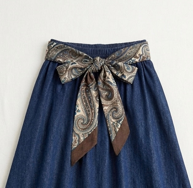 Falda fluída denim algodón