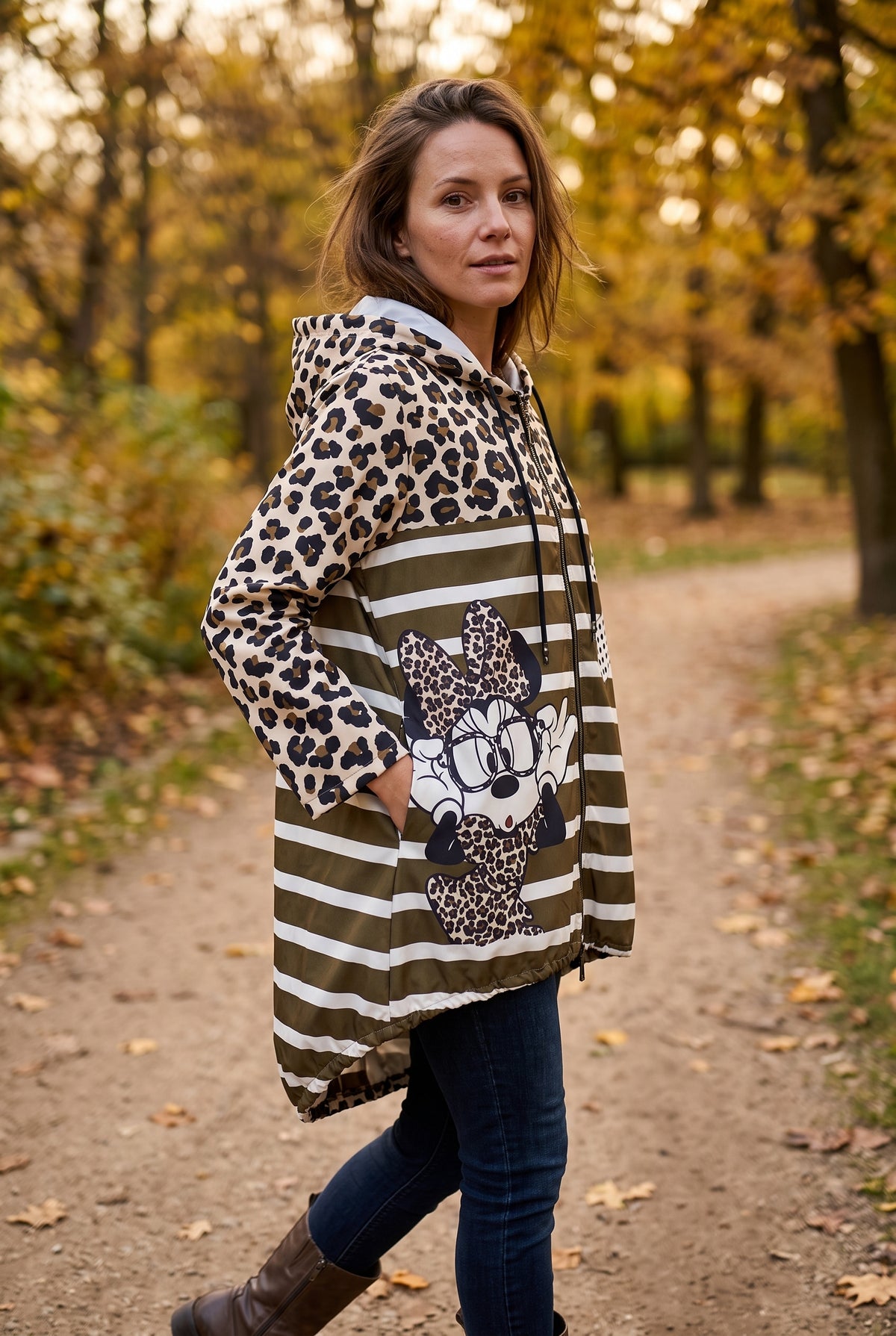 Chubasquero sin forro interior Minnie animal print mujer
