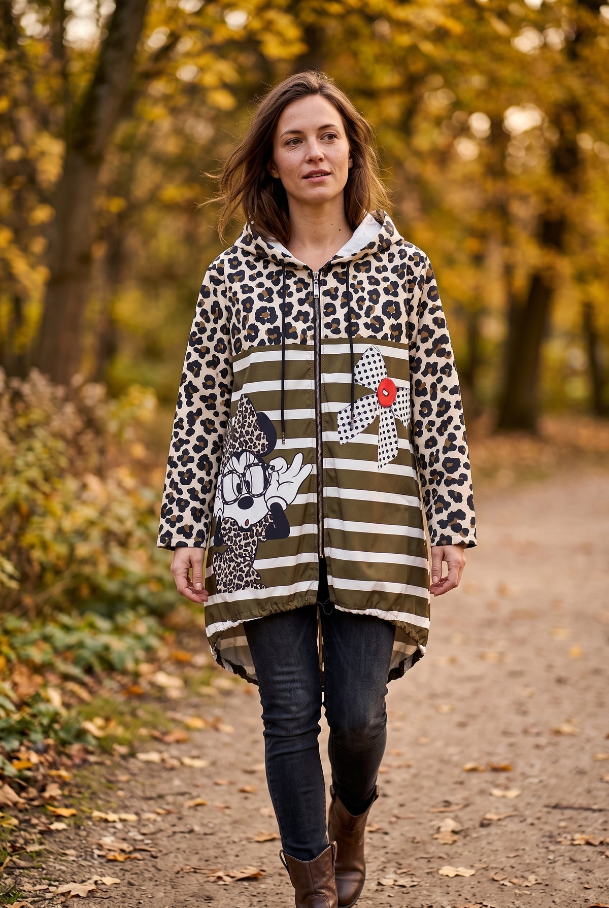 Chubasquero sin forro interior Minnie animal print mujer