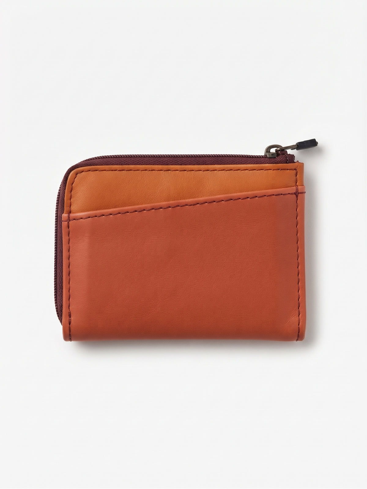 Monedero cremallera piel  naranja