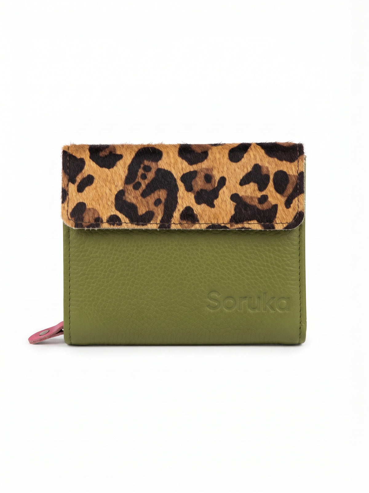 Cartera piel animal print/verde