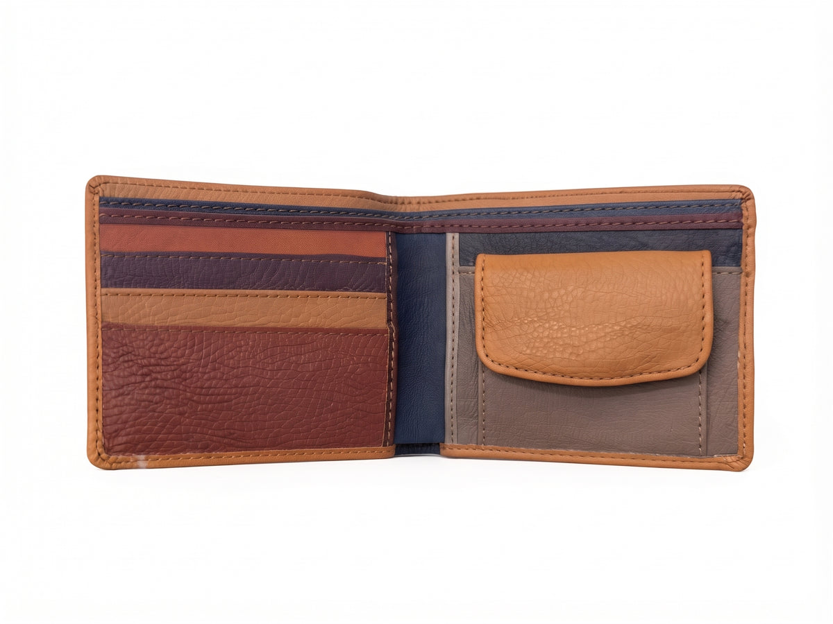 Cartera de chico piel marrón liso