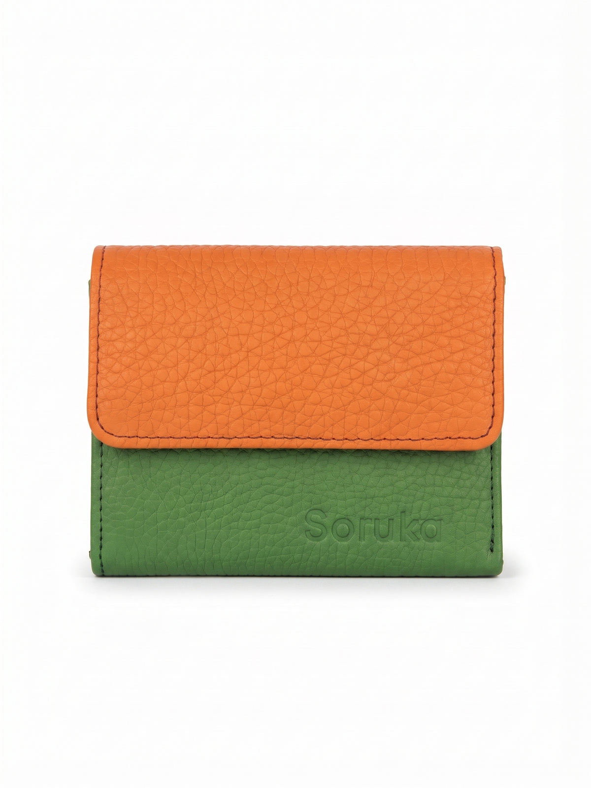 Cartera piel Verde/naranja