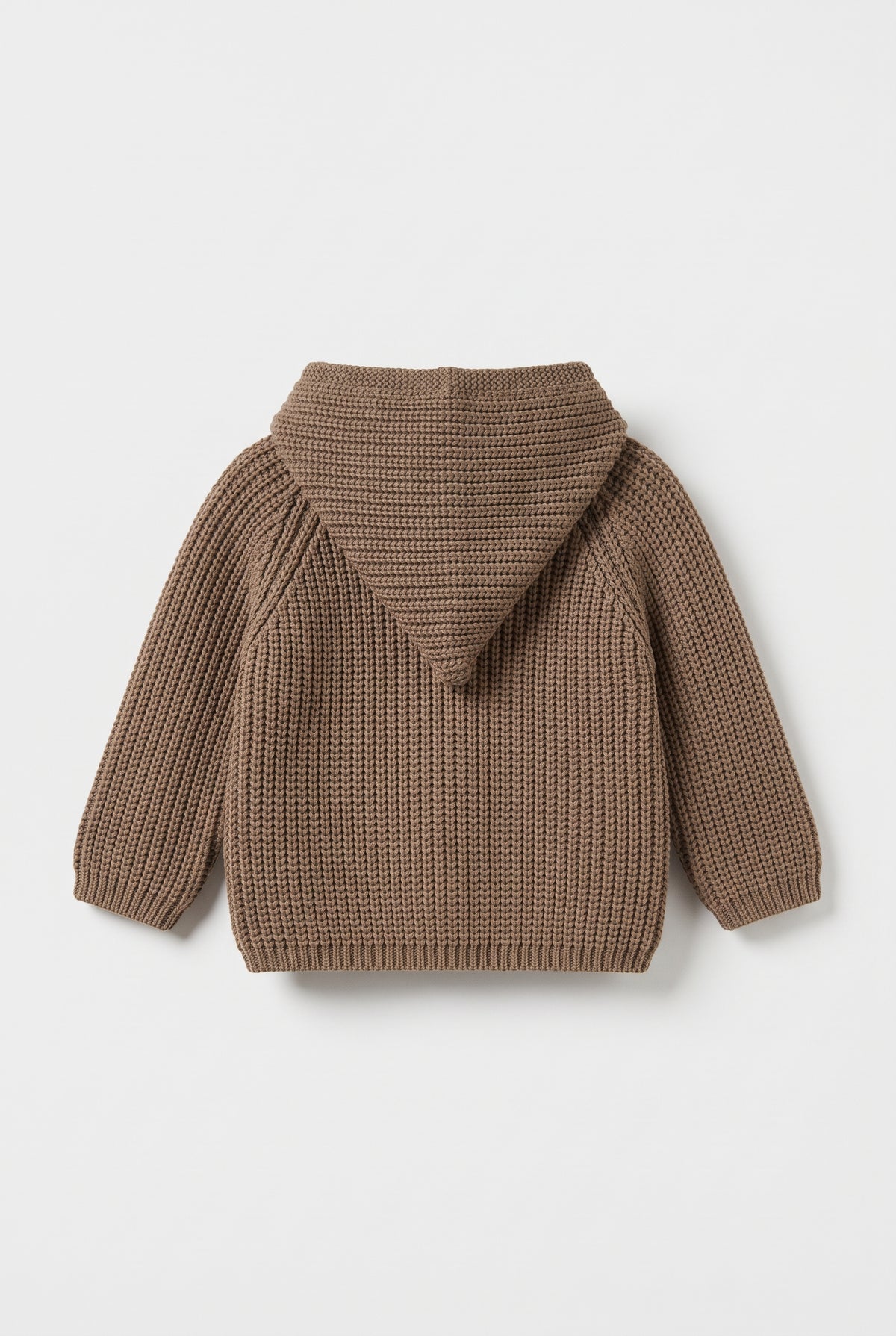 Chaqueta de punto con capucha bebé marrón