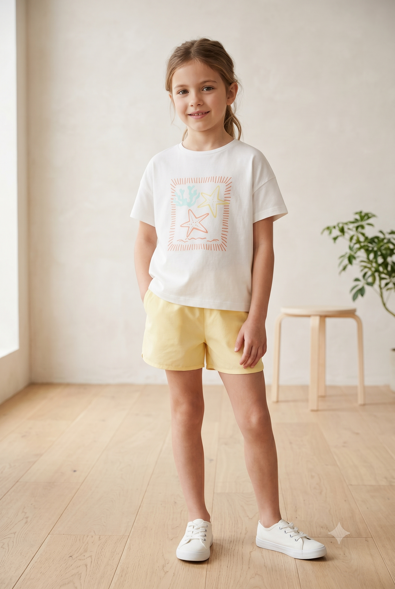 Conjunto camiseta y short algodón niña