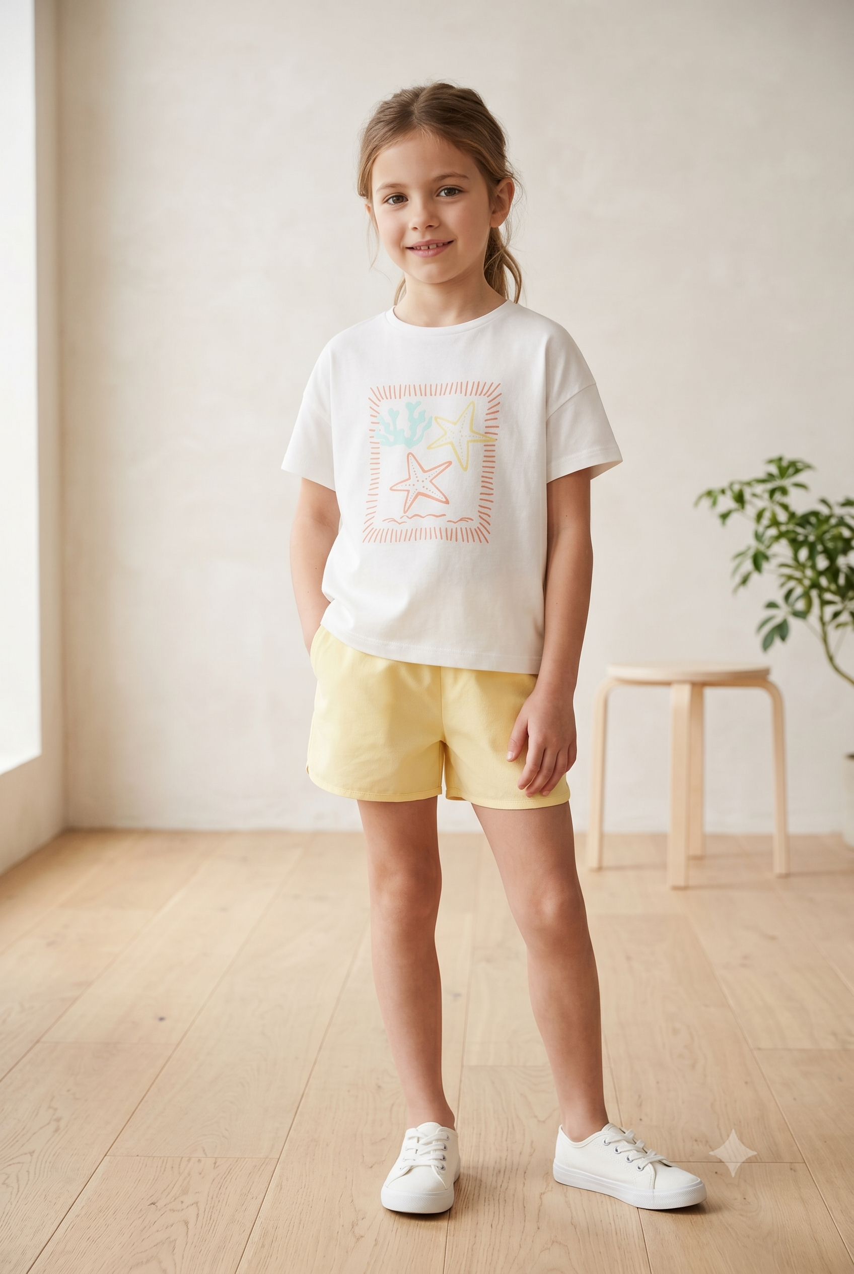 Conjunto camiseta y short algodón niña