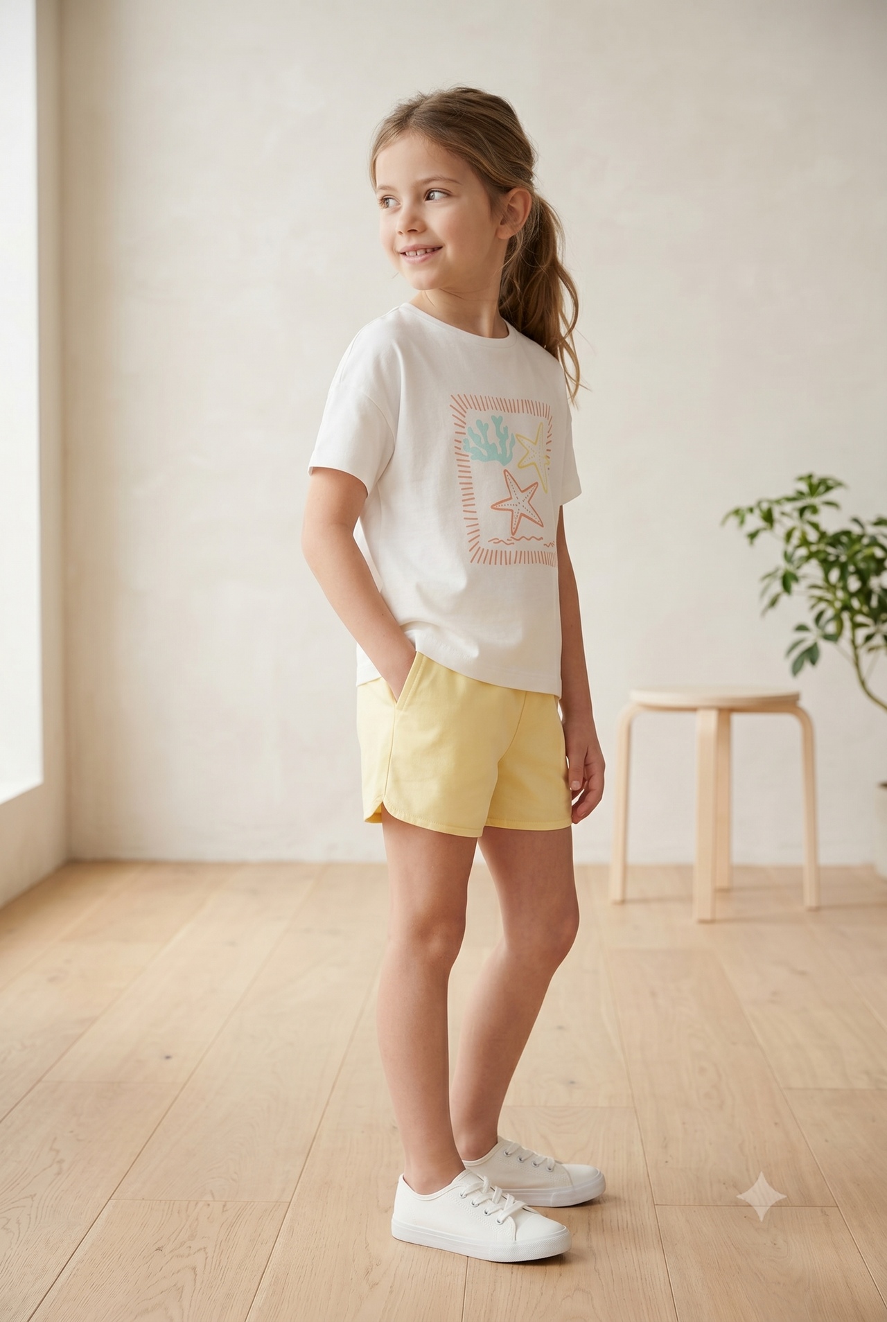Conjunto camiseta y short algodón niña
