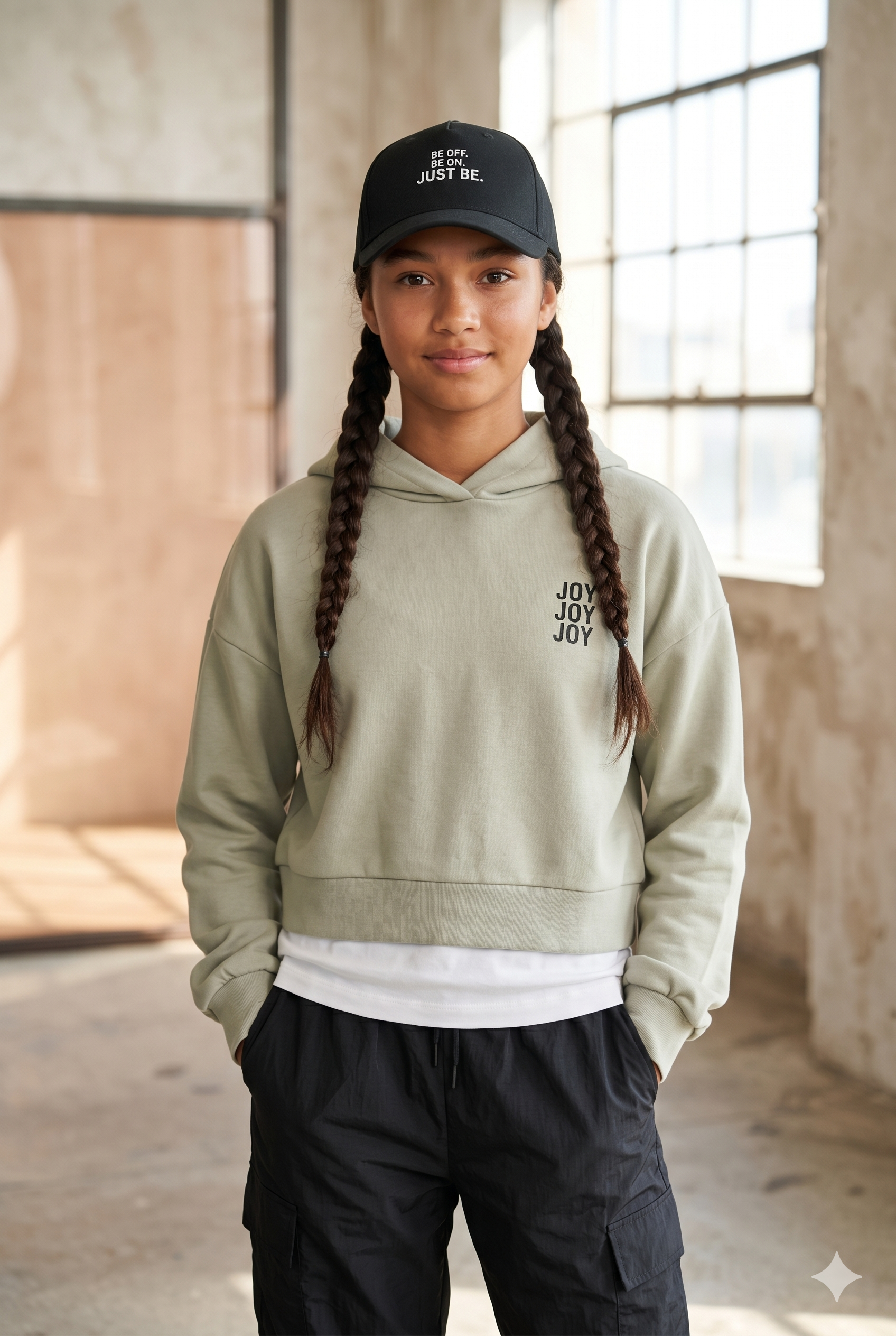Conjunto de sudadera crop y camiseta para chica