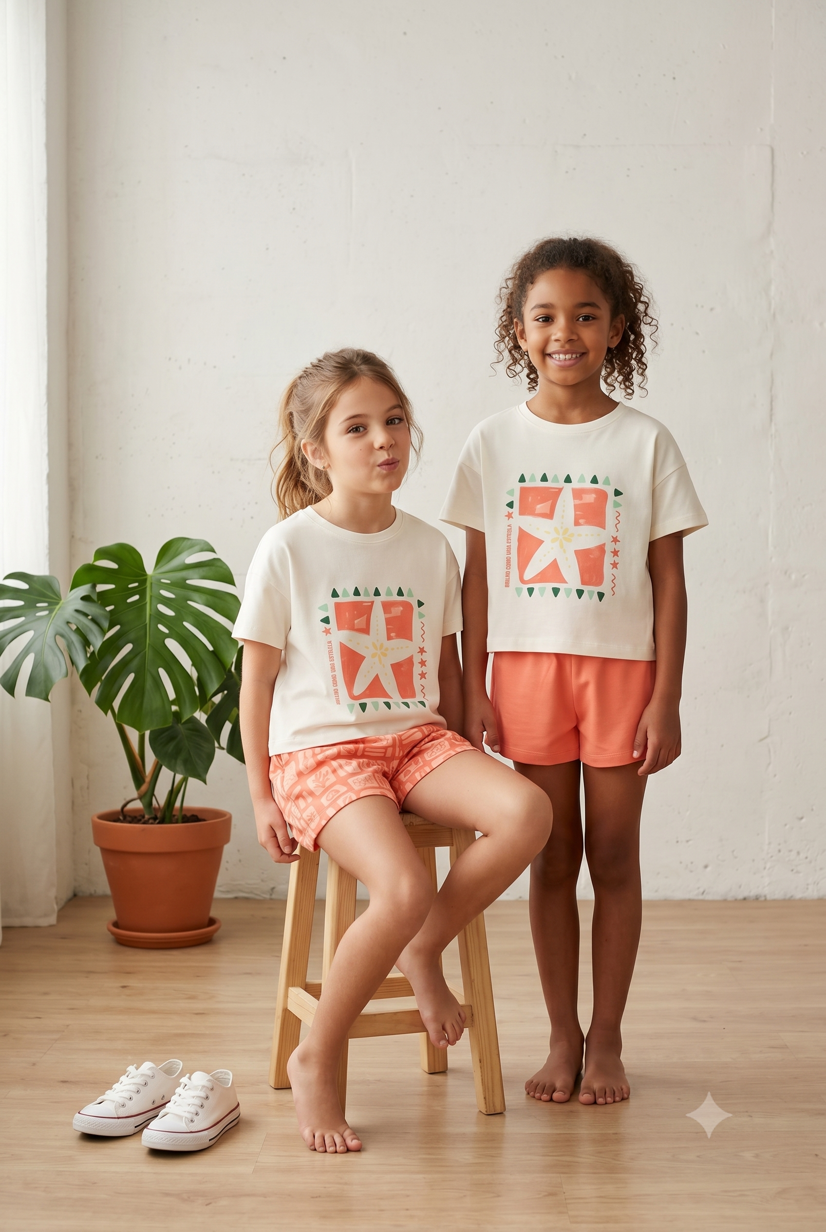 Camiseta manga corta estampada niña
