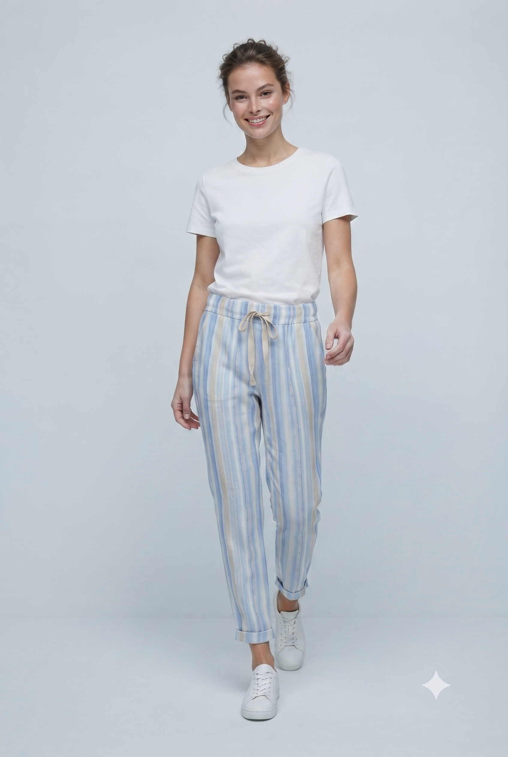 Pantalón rayas azul mujer