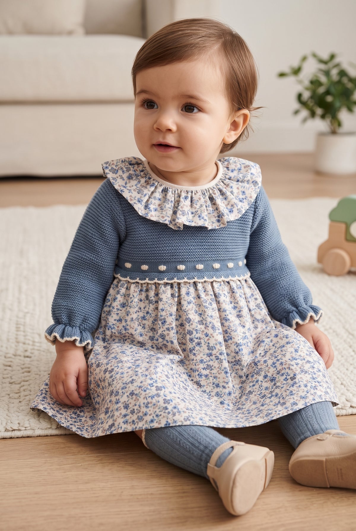 Vestido Alma estampado flores cuello bebé