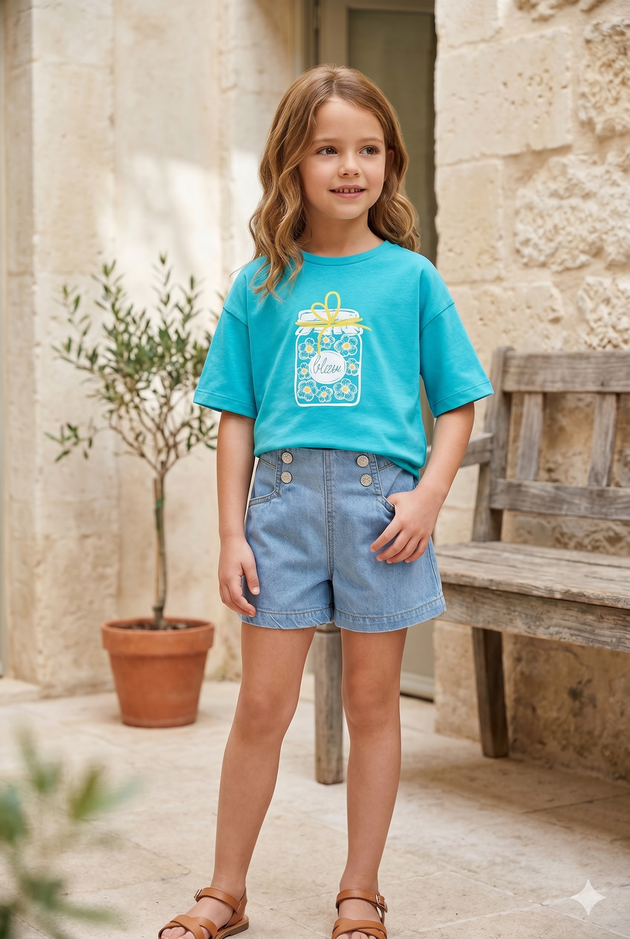 Bermuda denim fluida niña