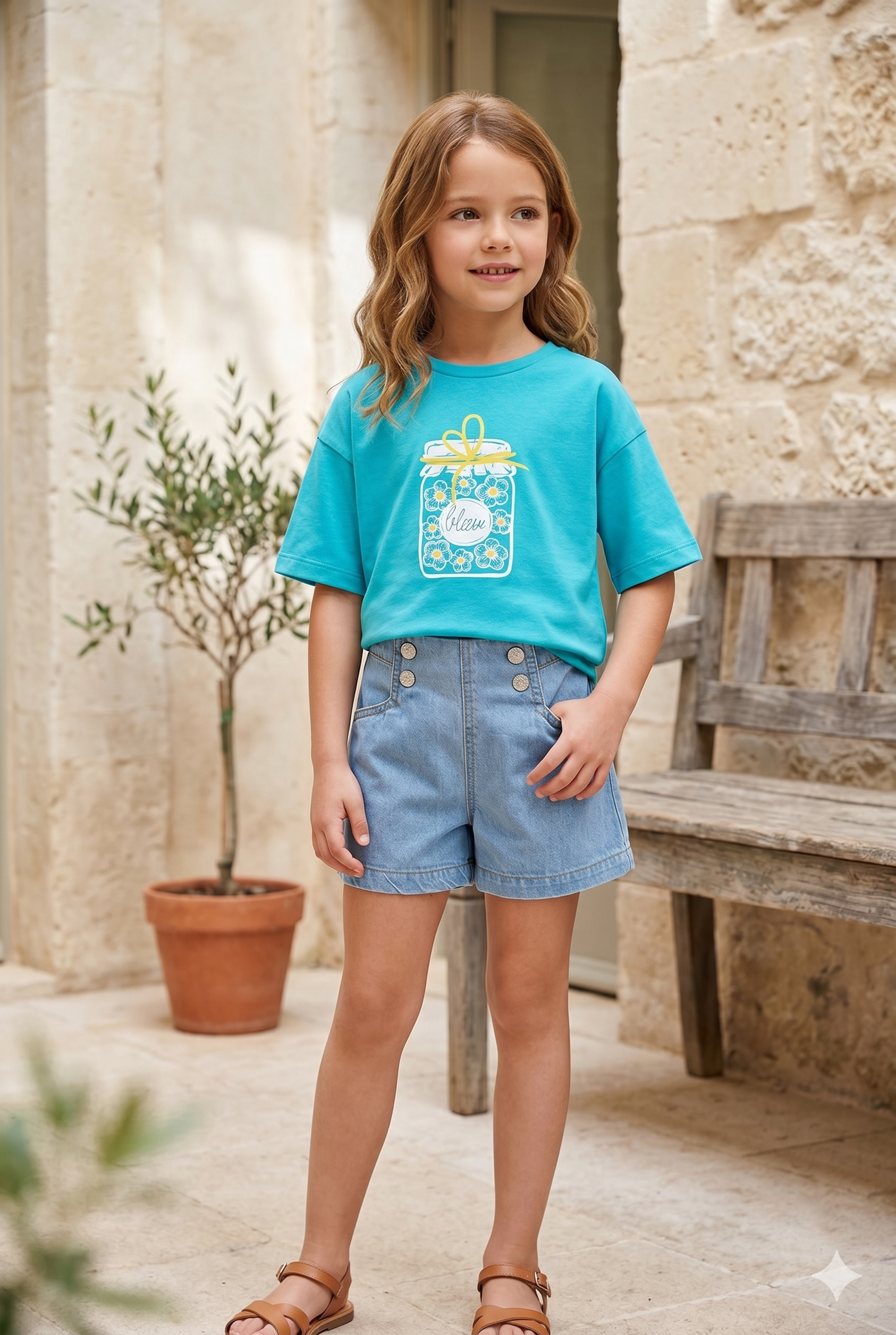 Bermuda denim fluida niña