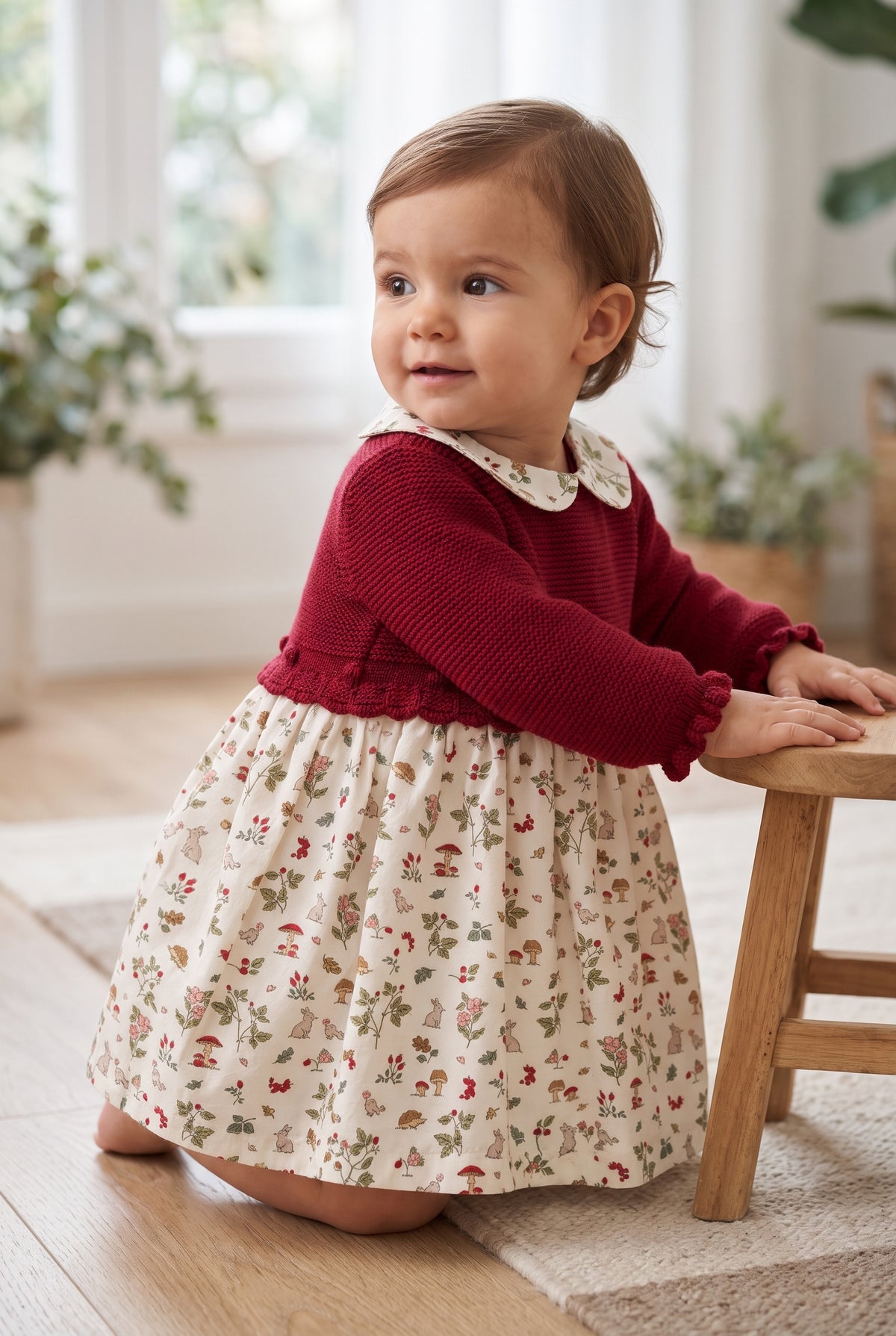 Vestido Setitas cuello bebe niña
