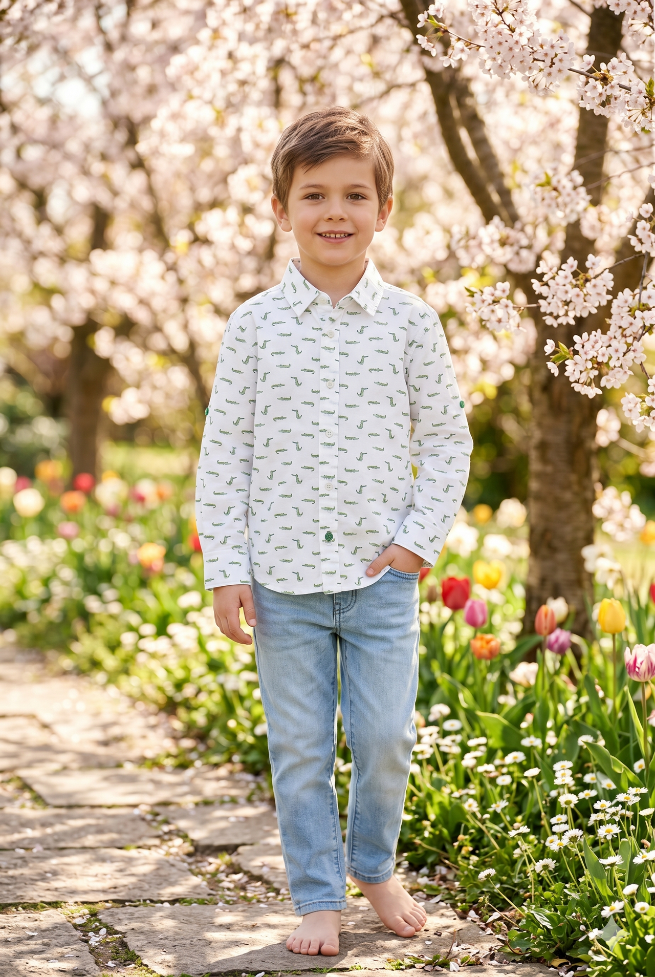Camisa popelín estampada de niño