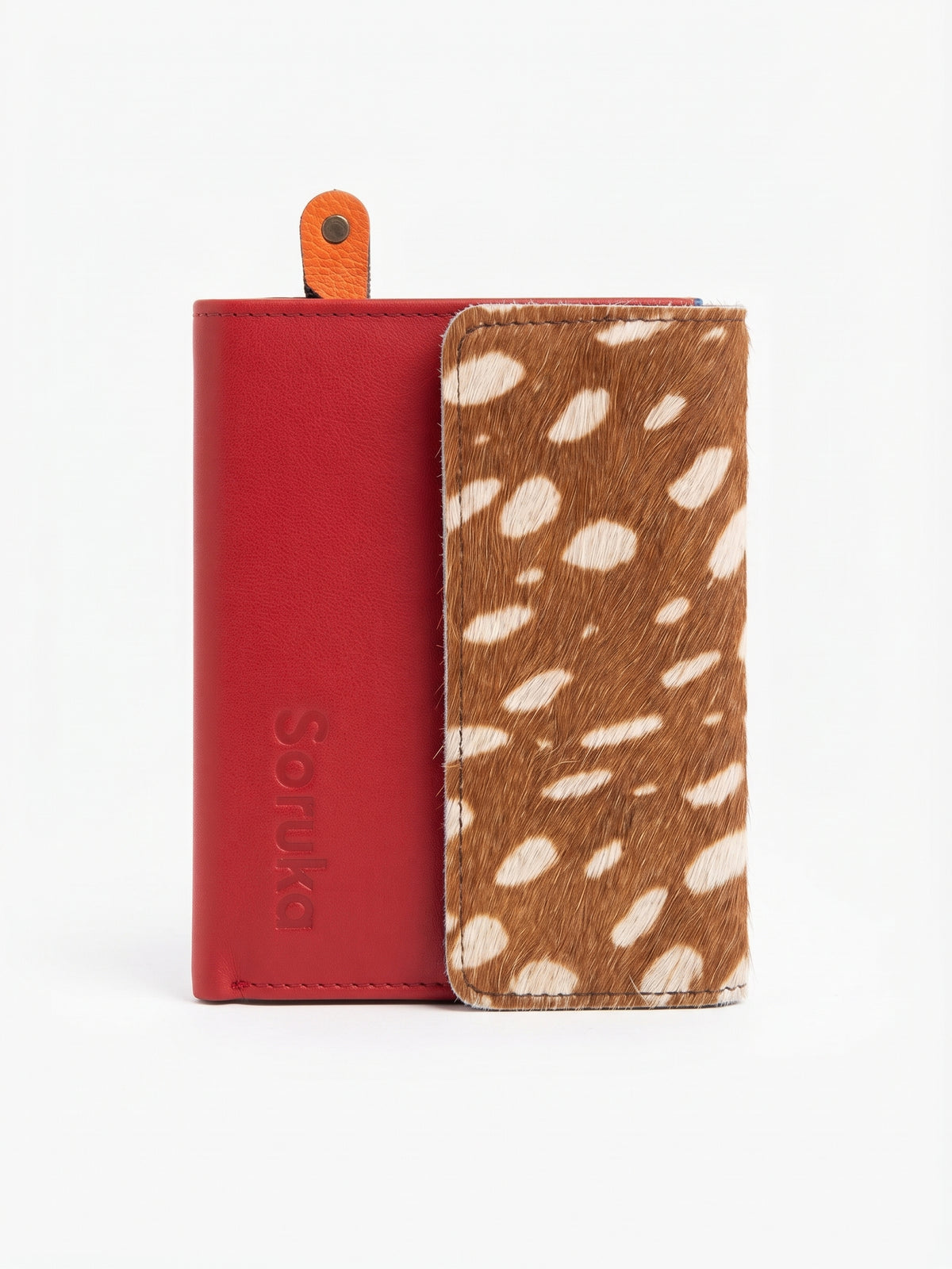 Cartera piel animal jirafa/rojo