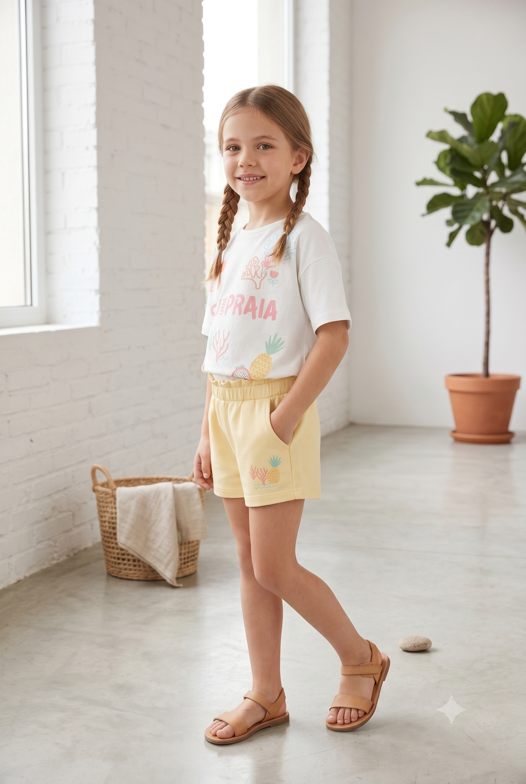 Camiseta manga corta con estampado niña