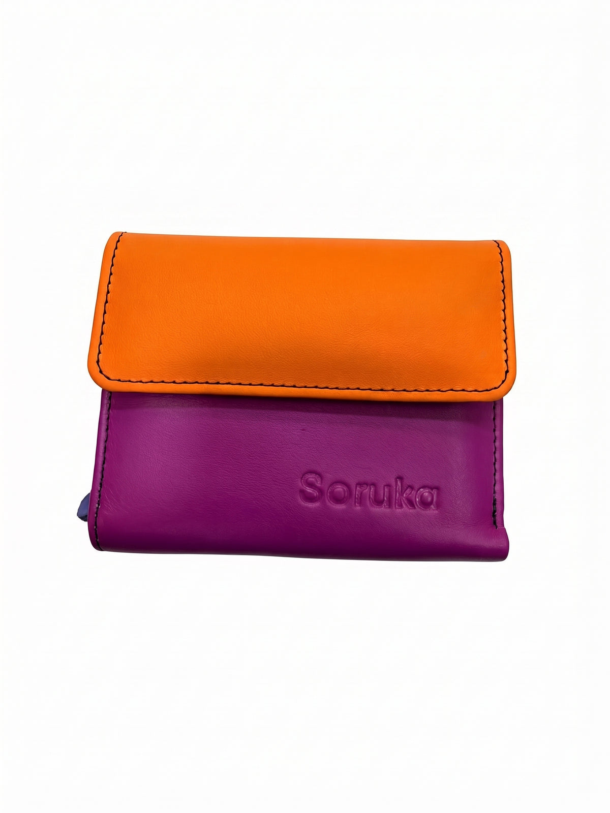 Cartera piel fucsia/naranja