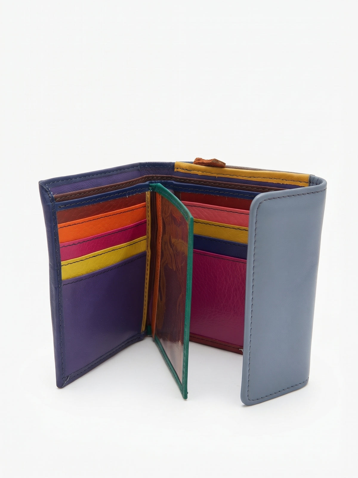 Cartera piel azul