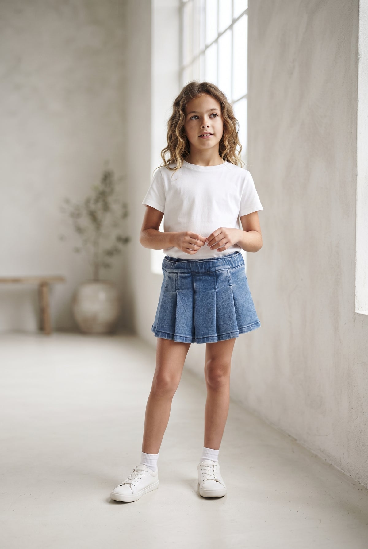 Falda denim punto de niña