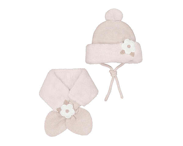Conjunto gorro bufanda con pelo bebé niña
