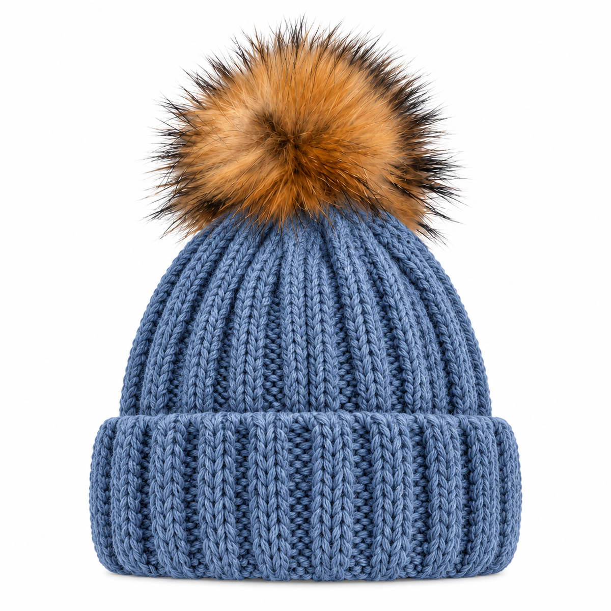 Gorro azul marino bebe con pelo natural